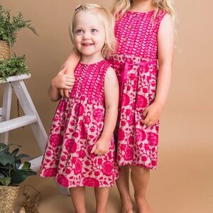 Charming Pink Patterned Kids Dress